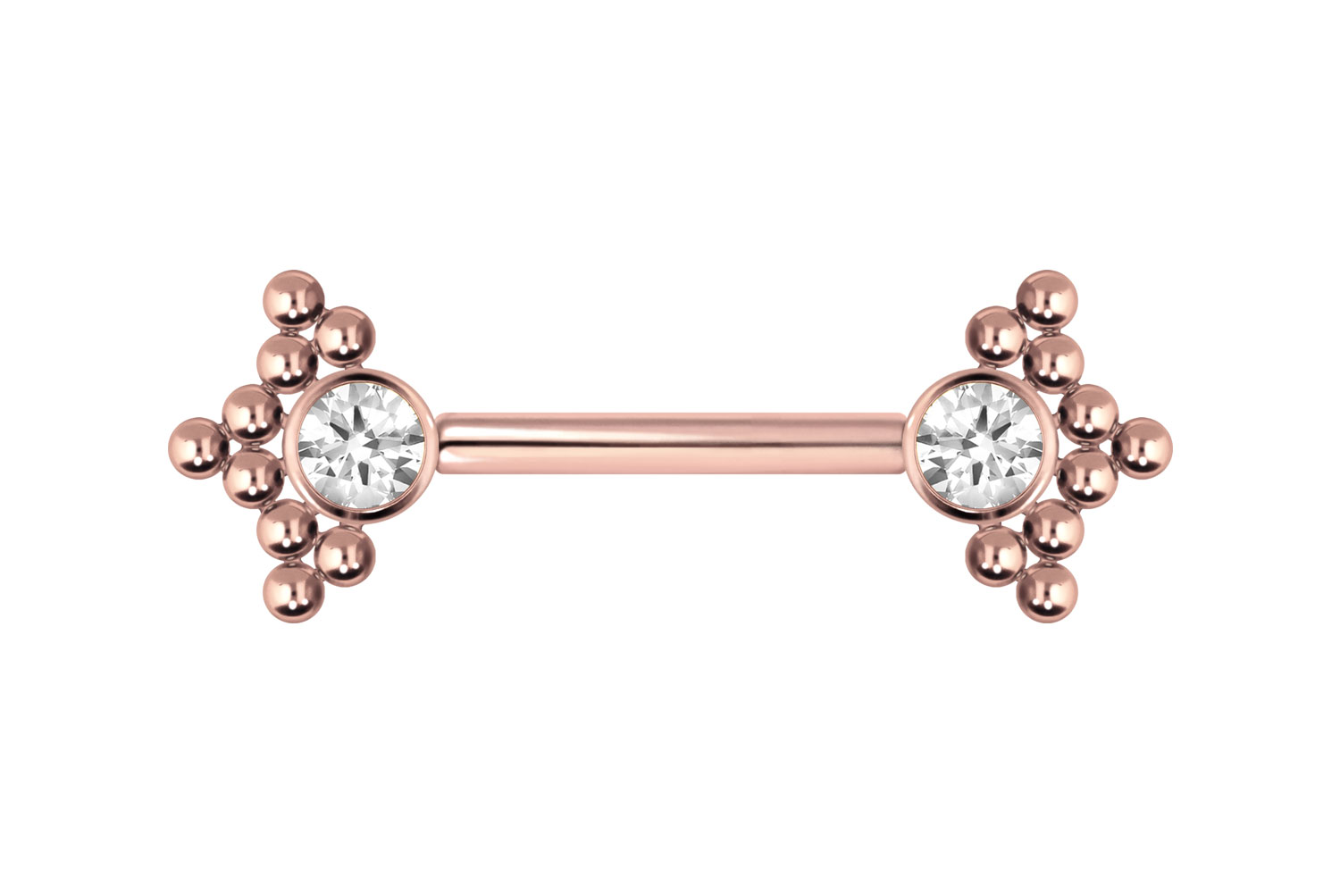 Titan Barbell Piercing mit Push Fit KRISTALL + 3 KUGELDREIECKE